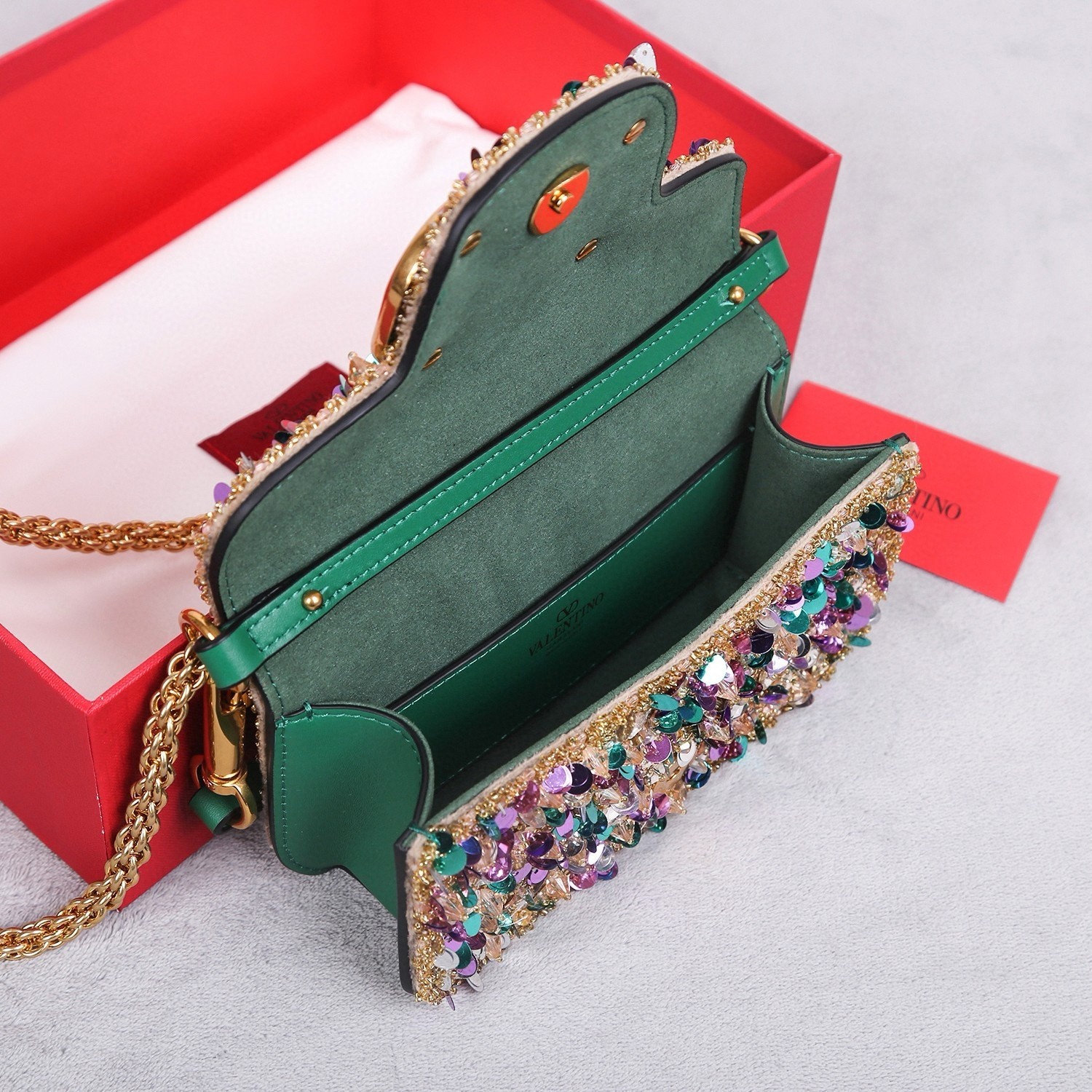 Valentino Small Loco Shoulder Bag with Gold 3D-effect Embroidery 505