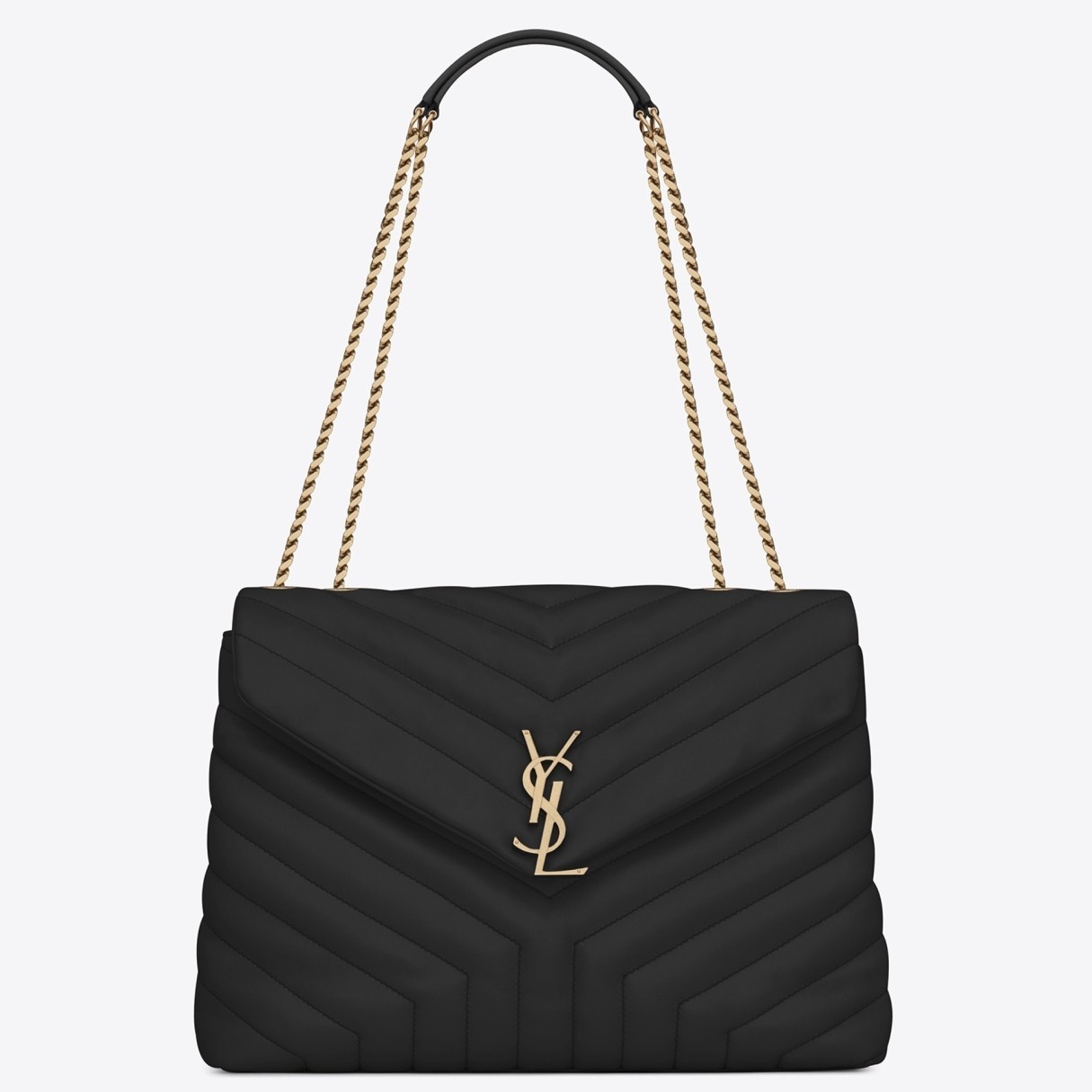 Saint Laurent Loulou Medium Bag In Black Matelasse Leather 330