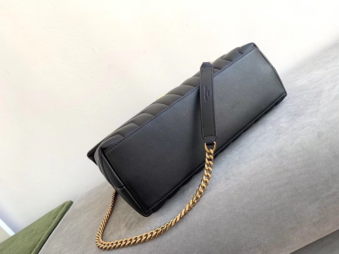 Saint Laurent Loulou Medium Bag In Black Matelasse Leather 330