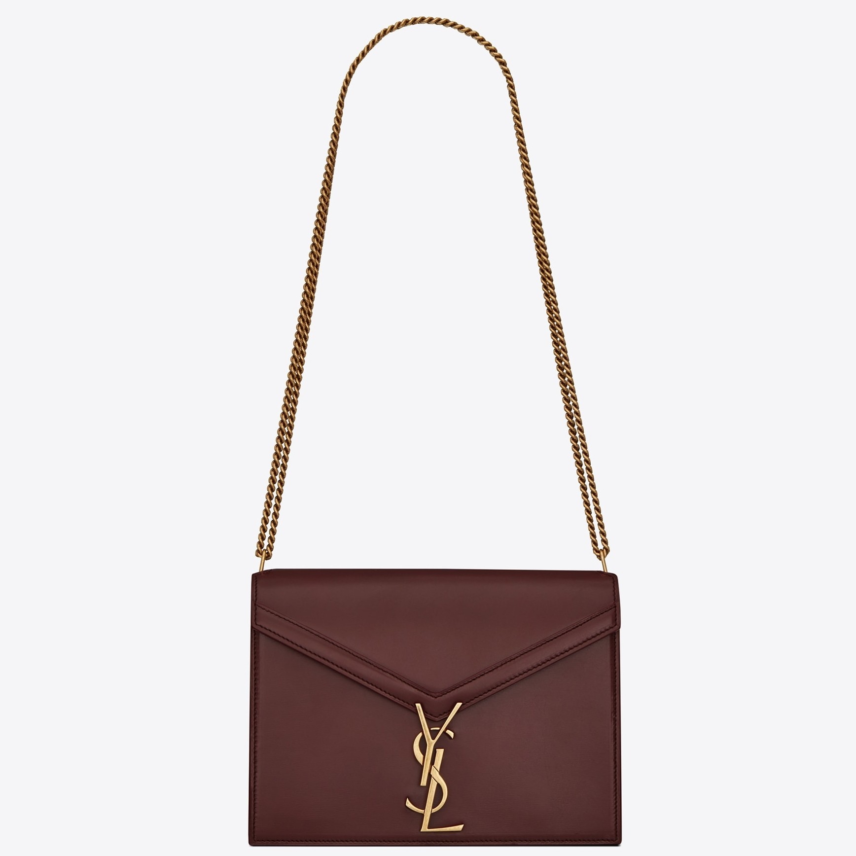 Saint Laurent Bordeaux Cassandra Monogram Clasp Bag 094