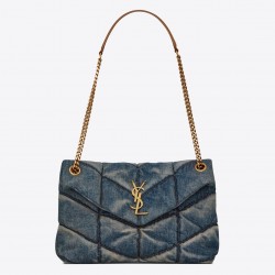 Saint Laurent Loulou Small Bag In Quilted Vintage Denim 807