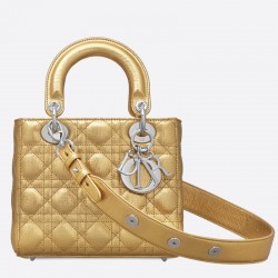 Dior My Lady Dior Bag In Gold Grained Calfskin 073