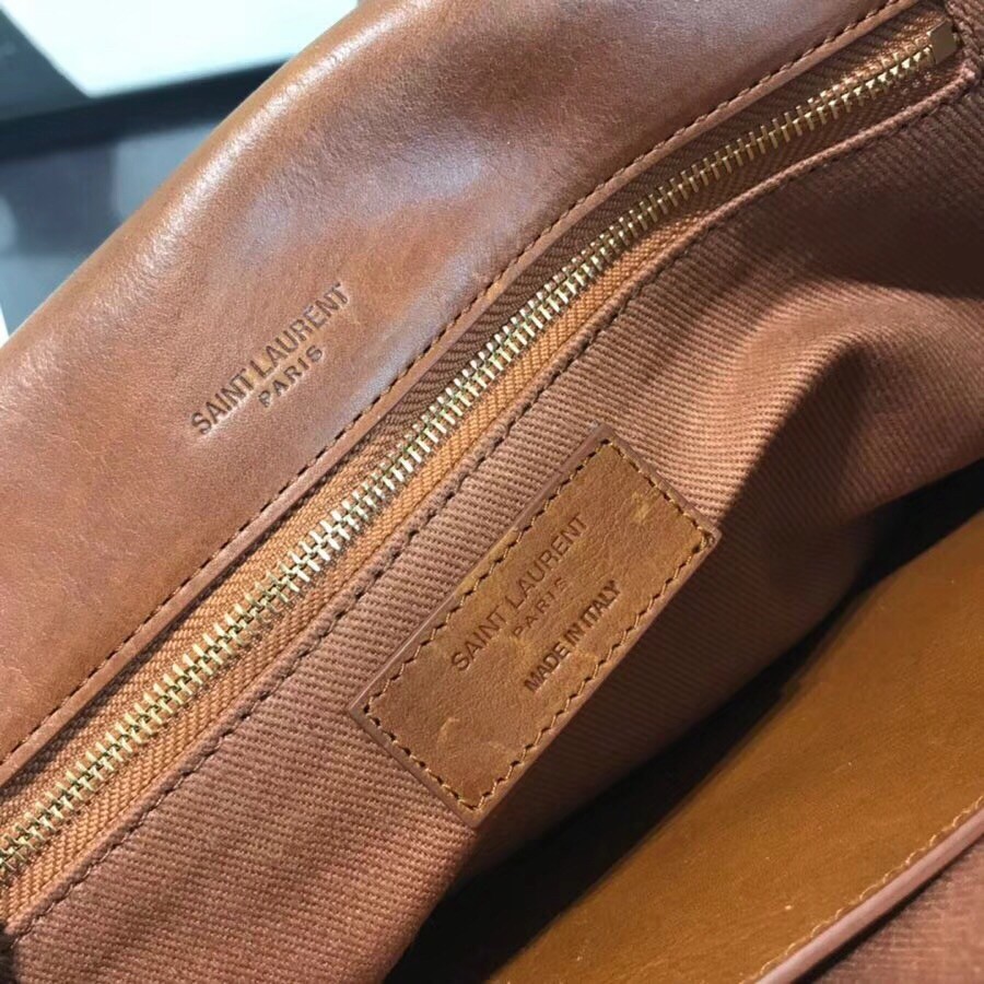 Saint Laurent Medium Niki Chain Bag In Brown Crinkled Leather 934