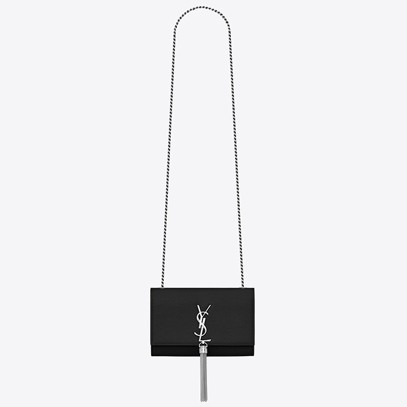 Saint Laurent Small Kate Tassel Bag In Black Grained Leather 872