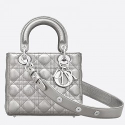 Dior My Lady Dior Bag In Silver Grained Calfskin 103