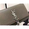 Saint Laurent Small Kate Tassel Bag In Grey Grained Leather 921
