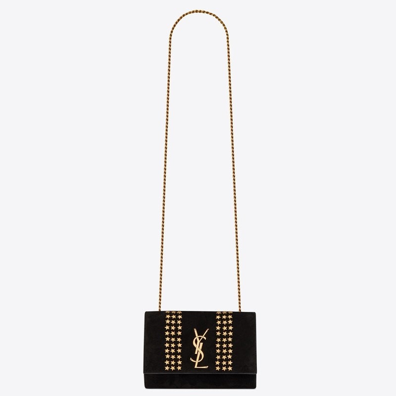 Saint Laurent Kate Small Bag In Black Suede With Star Studs 987