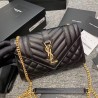 Saint Laurent Small Envelope Bag In Black Grained Leather 793