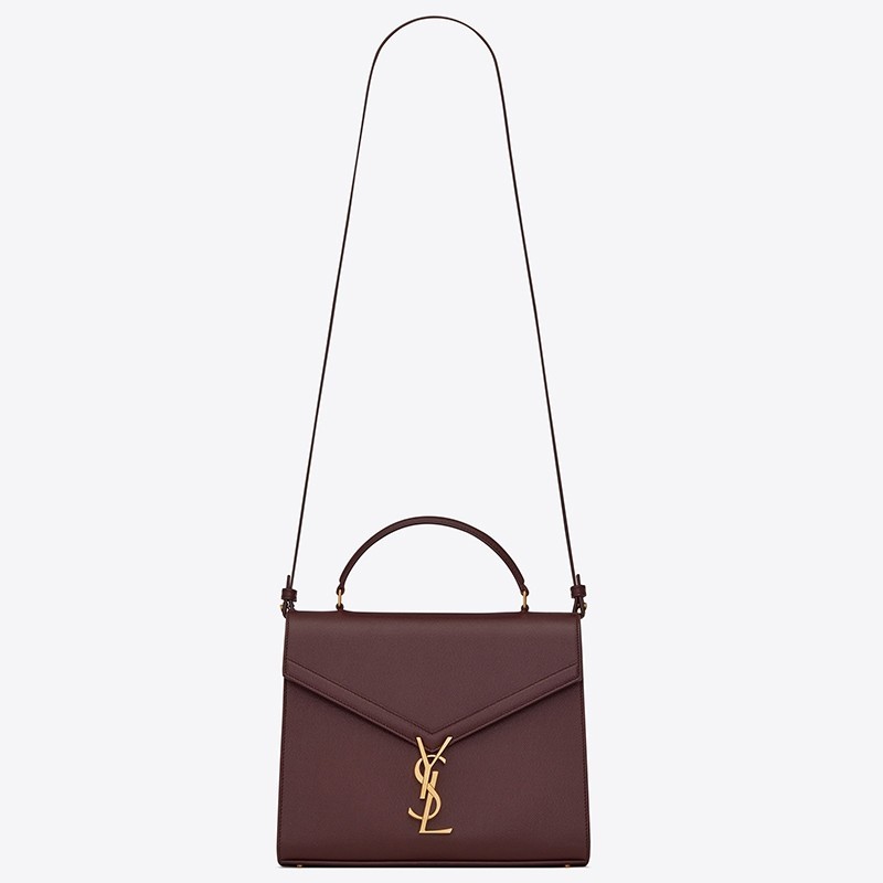 Saint Laurent Cassandra Medium Bag In Bordeaux Grained Leather 171