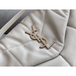 Saint Laurent Loulou Puffer Small Bag In White Lambskin 198