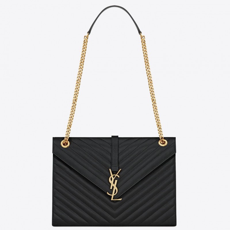 Saint Laurent Envelope Large Bag In Black Quilted Leather 143