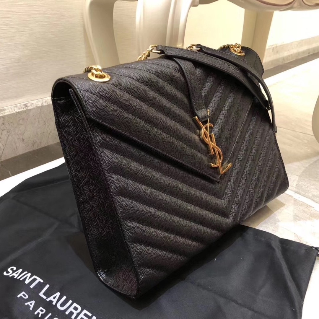 Saint Laurent Envelope Large Bag In Black Quilted Leather 143