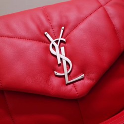 Saint Laurent Loulou Puffer Medium Bag In Red Lambskin 245