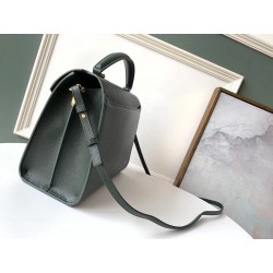 Saint Laurent Cassandra Medium Bag In Dark Green Grained Leather 090