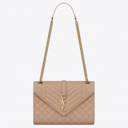 Saint Laurent Medium Envelope Bag In Beige Grained Leather 131