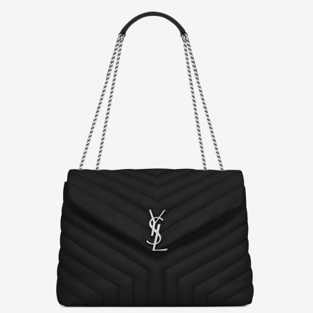 Saint Laurent Loulou Medium Bag In Noir Matelasse Leather 423