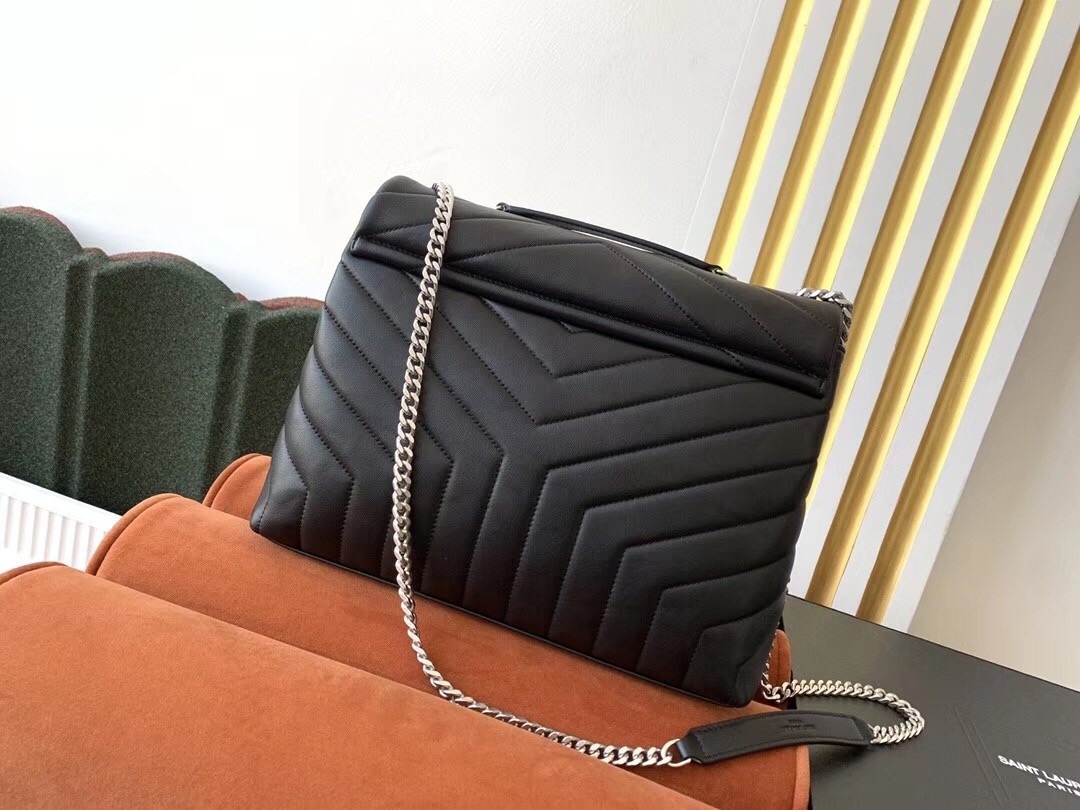 Saint Laurent Loulou Medium Bag In Noir Matelasse Leather 423