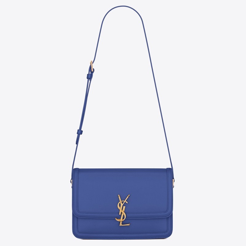 Saint Laurent Solferino Medium Bag In Blue Box Calfskin 991