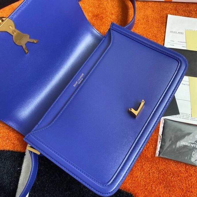 Saint Laurent Solferino Medium Bag In Blue Box Calfskin 991