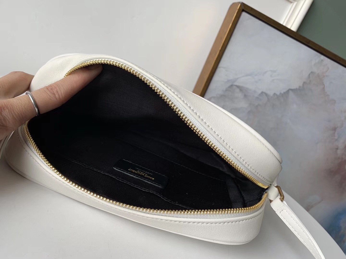 Saint Laurent Lou Camera Bag In White Leather 459
