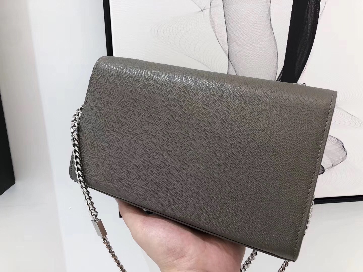 Saint Laurent Medium Kate Bag With Tassel In Grey Grained Leather 486