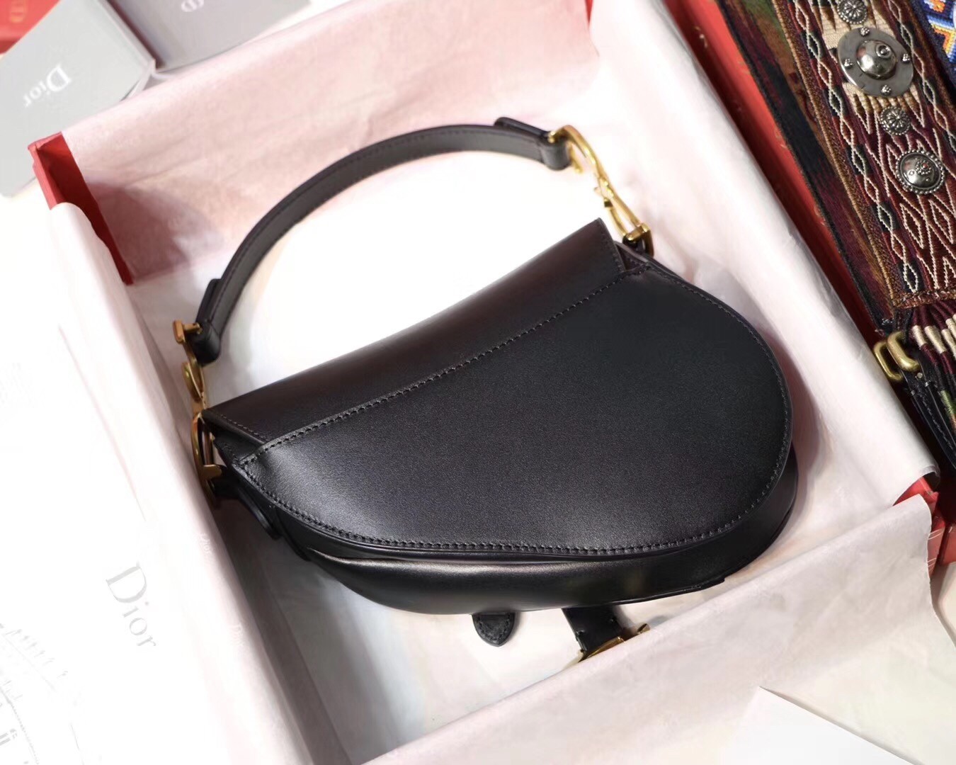 Dior Mini Saddle Bag In Black Calfskin 139