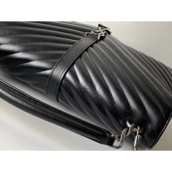 Saint Laurent College Large Bag In Black Matelasse Leather 519