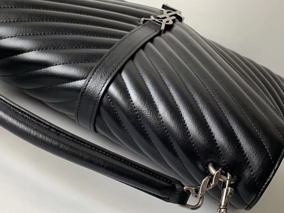 Saint Laurent College Large Bag In Black Matelasse Leather 519