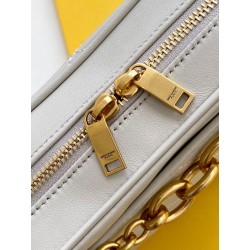 Saint Laurent Le Maillon Small Chain Bag In White Lambskin 025