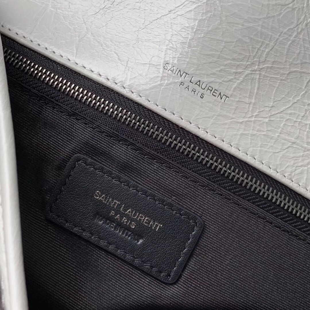 Saint Laurent Medium Niki Bag In White Crinkled Leather 046