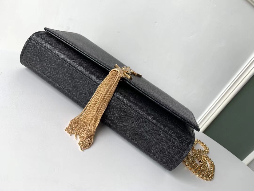 Saint Laurent Medium Kate Bag With Tassel In Black Smooth Leather 233