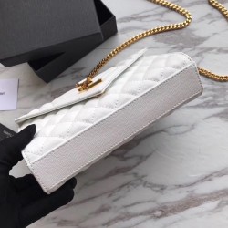 Saint Laurent Small Envelope Bag In White Grained Leather 431