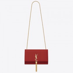 Saint Laurent Medium Kate Bag With Tassel In Red Smooth Leather 074