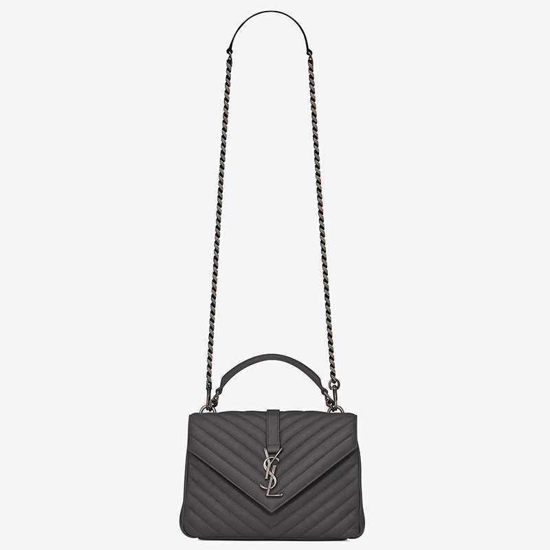 Saint Laurent College Medium Bag In Grey Matelasse Leather 783