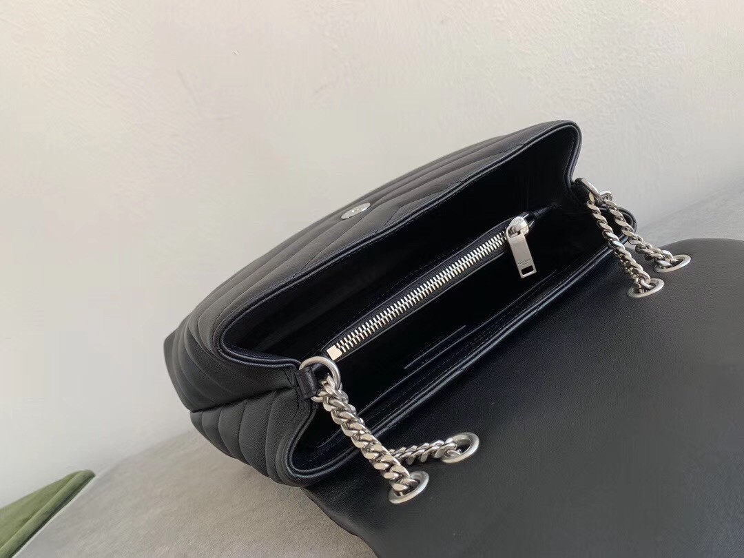Saint Laurent Loulou Small Bag In Noir Matelasse Leather 810