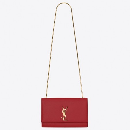 Saint Laurent Medium Kate Bag In Red Grained Leather 952