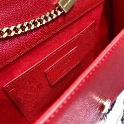 Saint Laurent Medium Kate Bag In Red Grained Leather 952