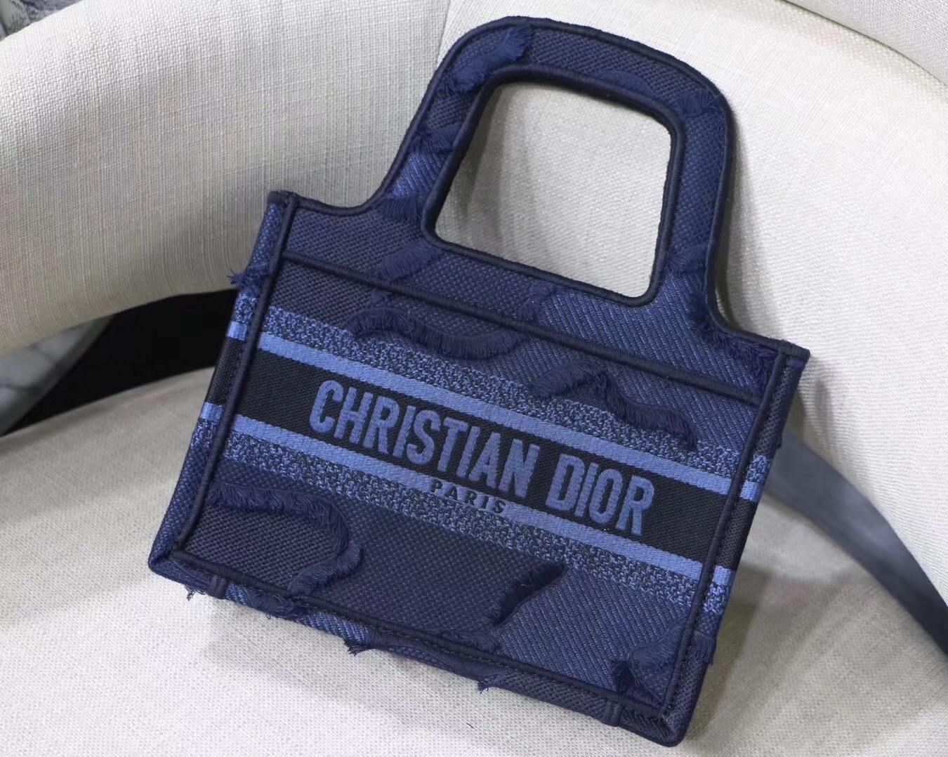 Dior Mini Book Tote Bag In Blue Camouflage Canvas 180