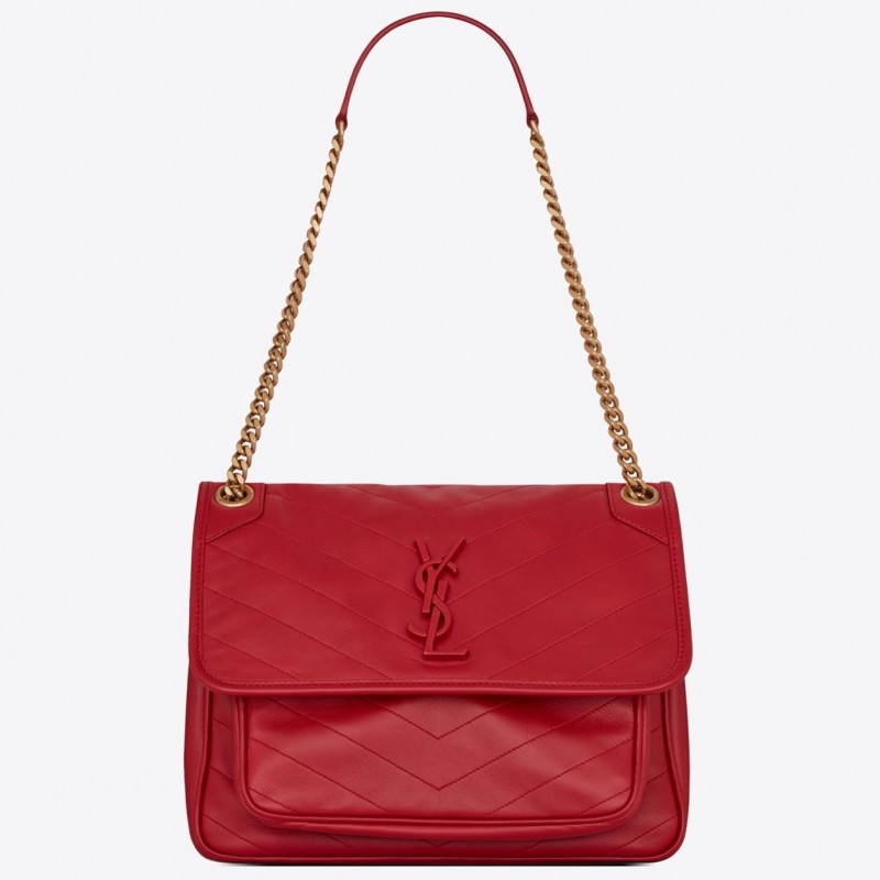 Saint Laurent Niki Medium Bag In Red Lambskin 464