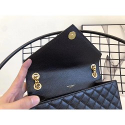 Saint Laurent Medium Envelope Bag In Black Grained Leather 934