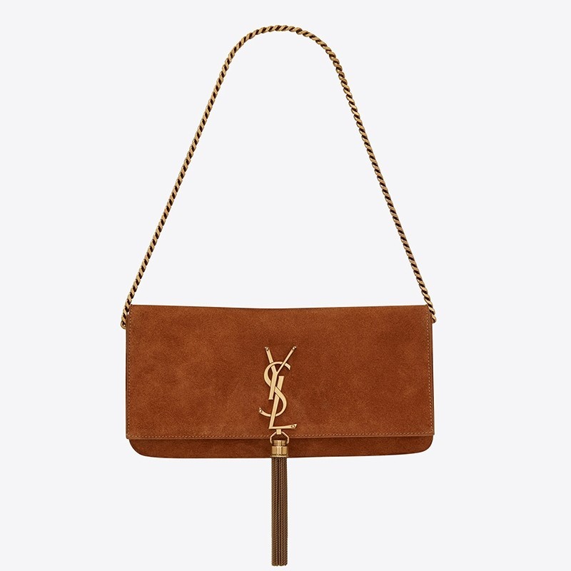 Saint Laurent Kate 99 Shoulder Bag In Brown Suede 095