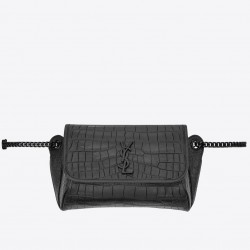 Saint Laurent Niki Body Bag In Black Croco-Embossed Leather 234