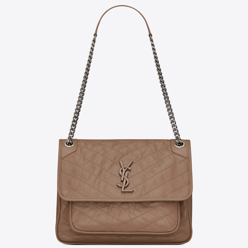 Saint Laurent Medium Niki Bag In Taupe Crinkled Leather 259