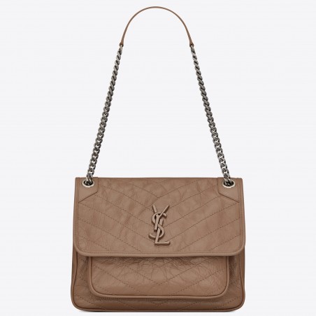 Saint Laurent Medium Niki Bag In Taupe Crinkled Leather 259