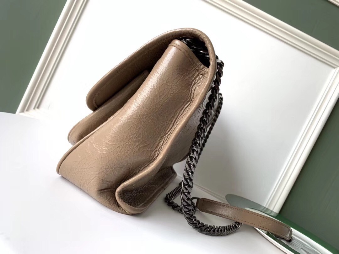 Saint Laurent Medium Niki Bag In Taupe Crinkled Leather 259