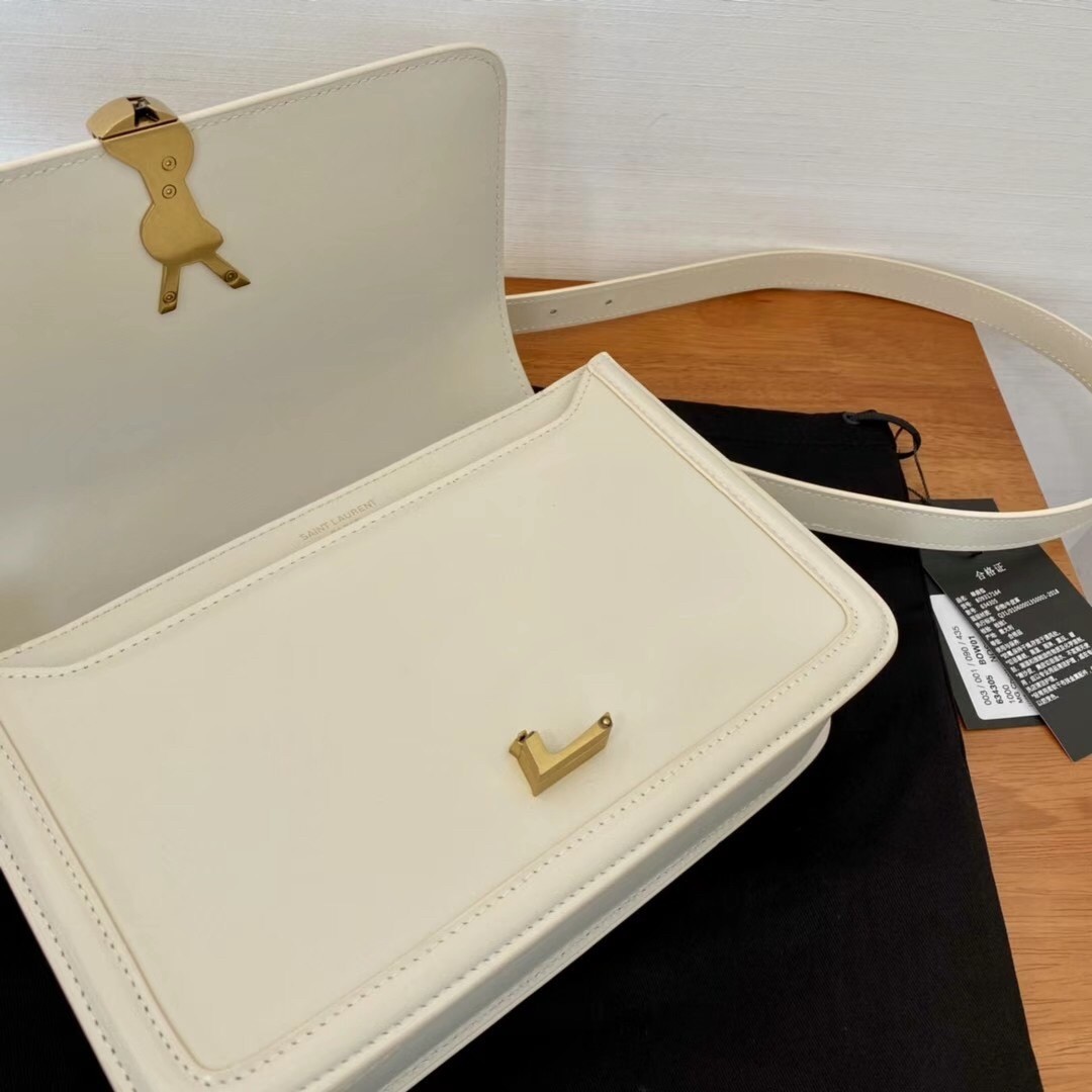 Saint Laurent Solferino Medium Bag In White Calfskin 283