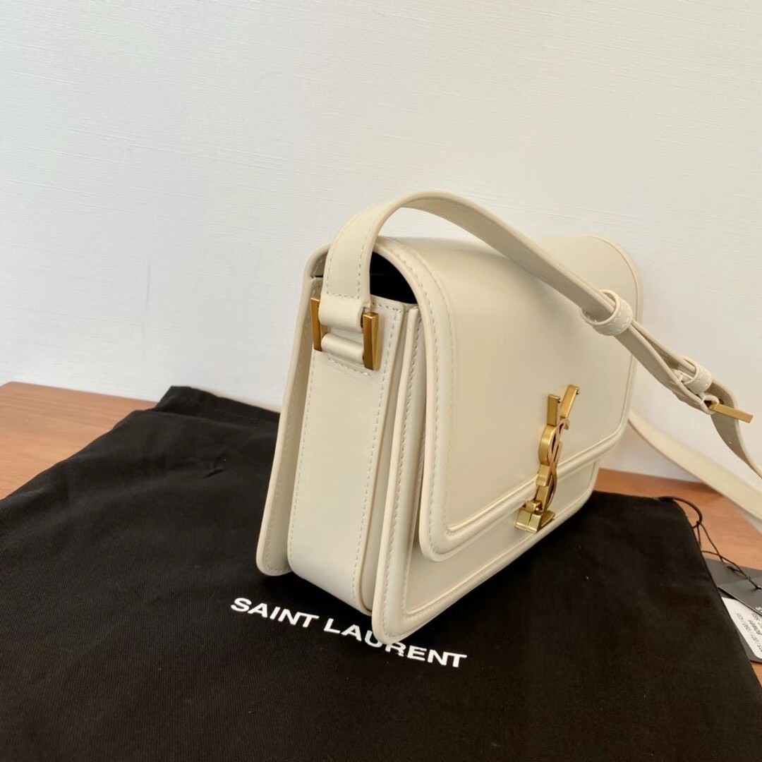 Saint Laurent Solferino Medium Bag In White Calfskin 283