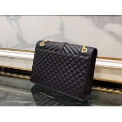 Saint Laurent Envelope Large Bag In Black Grained Leather 304