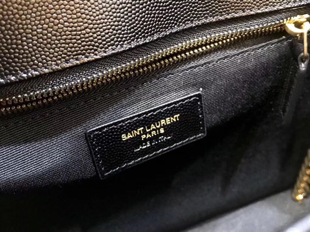 Saint Laurent Envelope Large Bag In Black Grained Leather 304
