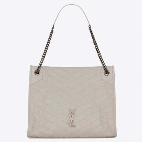 Saint Laurent Medium Niki Shopping Bag In White Leather 109